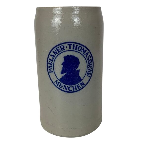 Vintage Paulaner Thomasbrau Munchen Beer Stein 1L Stoneware Tankard Germany - Picture 1 of 7